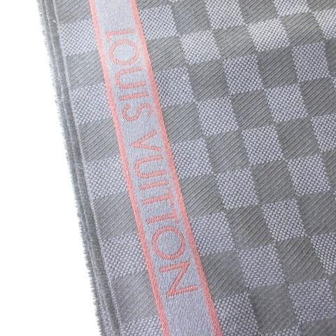 【中古】ルイヴィトン LOUIS VUITTON M70339 エシャルプ･メサジェ ダミエ マフラー ウール フリンジ グレー  メンズ LOUIS VUITTON（ルイ・ヴィトン） LOUIS VUITTON M70339 エシャルプ