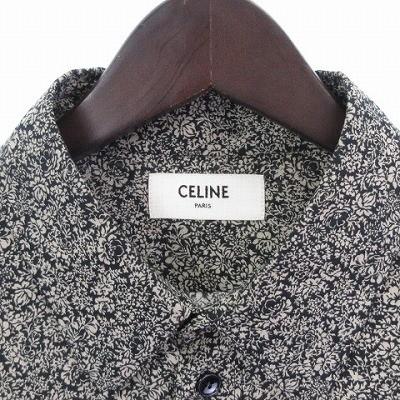 【中古】セリーヌ CELINE 美品 20AW ビスコースフラワープリント シャツ 花柄 総柄 長袖 黒 ブラック ベージュ 41 L位 CELINE（セリーヌ） 美品 20AW ビスコースフラワープリント シャツ 花