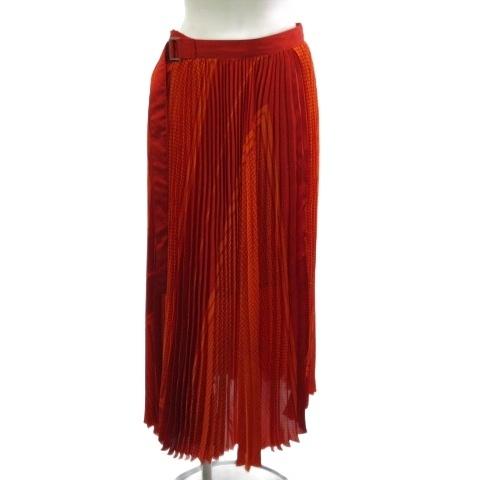 サカイ sacai 22-06100 プリーツ ラップ ロングスカート チェック ロゴ  