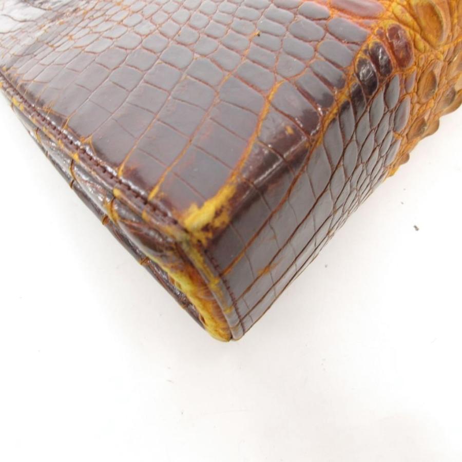 ノーブランド ハンドバッグ クロコダイルレザー ブラウン ガマ口 /FF