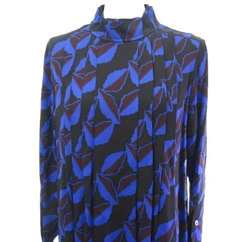 MARNI（マルニ） ワンピース ロング とろみ 総柄 長袖 ブラック ブルー