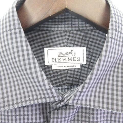 HERMES（エルメス） シャツ 長袖 チェック グレー 39 メンズ