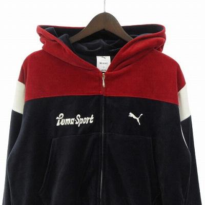 【中古】未使用品 MASU × PUMA タグ付き T7 SHORT TRACK HOODIE ショートトラックフーディー パーカー ネイビー系 L 未使用品 エムエーエスユー MASU × プーマ PUMA タグ付き T7 SHORT