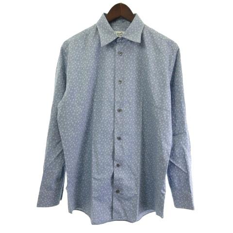 HERMES（エルメス） セリエ ボタン シャツ 長袖 総柄 花柄 ブルー 39