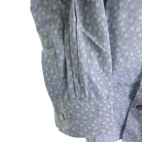 HERMES（エルメス） セリエ ボタン シャツ 長袖 総柄 花柄 ブルー 39