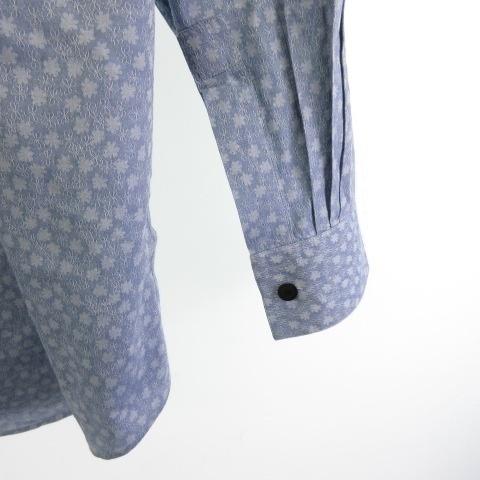 HERMES（エルメス） セリエ ボタン シャツ 長袖 総柄 花柄 ブルー 39