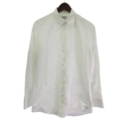 HERMES（エルメス） シャツ ホース柄 ストライプ セリエ ボタン 白