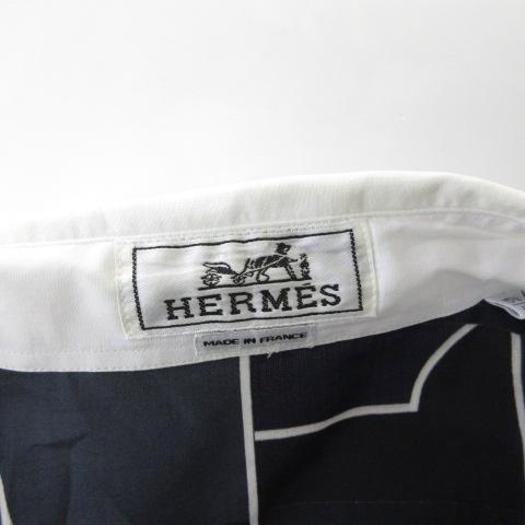 HERMES（エルメス） バックプリント シャツ セリエ ボタン ホワイト