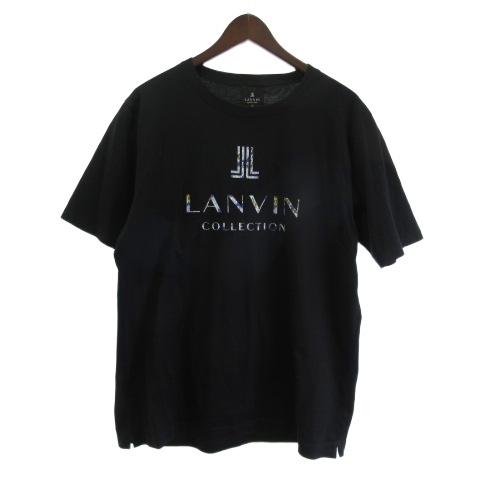 ランバン LANVIN Tシャツ カットソー 半袖 ロゴ プリント 黒 ブラック 