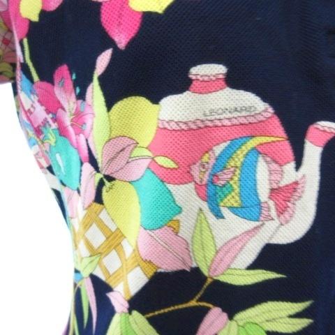 美品✨　レオナールスポーツ　半袖　ポロシャツ　LLサイズ　花柄　ピンク　大きめ 美品✨ レオナールスポーツ 半袖 ポロシャツ LLサイズ 花柄 ピンク