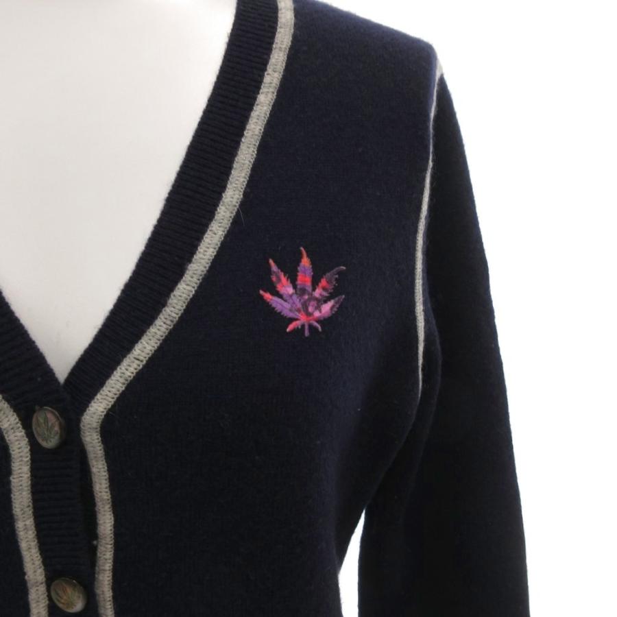 lucien pellat-finet - ルシアンペラフィネ ロングニットカーディガン 長袖 Vネック 刺繍 カシミヤ M ルシアンペラフィネ LUCIEN PELLAT-FINET Vネックカーディガン