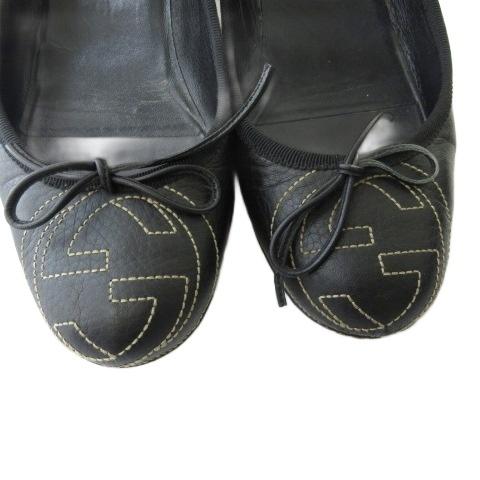 GUCCI（グッチ） インターロッキング レザー パンプス 黒 ブラック 37 