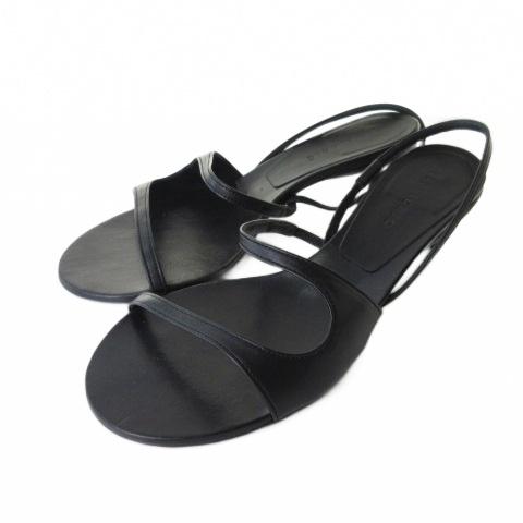 【美品】PIPPICHIC ブラック レザーパンプス　37サイズ ピッピシック PIPPICHIC サンダル シューズ ローヒール 黒 ブラック 37