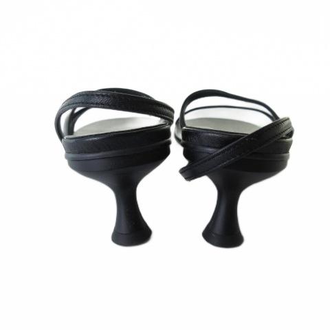 【美品】PIPPICHIC ブラック レザーパンプス　37サイズ ピッピシック PIPPICHIC サンダル シューズ ローヒール 黒 ブラック 37