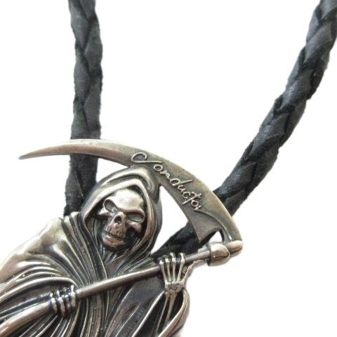el conductorH 希少 美品 ネックレス ループタイ レザー 死神モチーフ