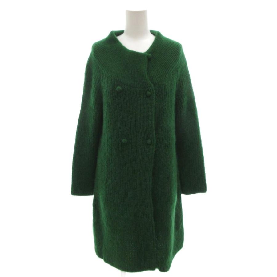 シビラ SYBILLA ニットコート ダブルブレスト モヘヤ ひざ丈 M 緑