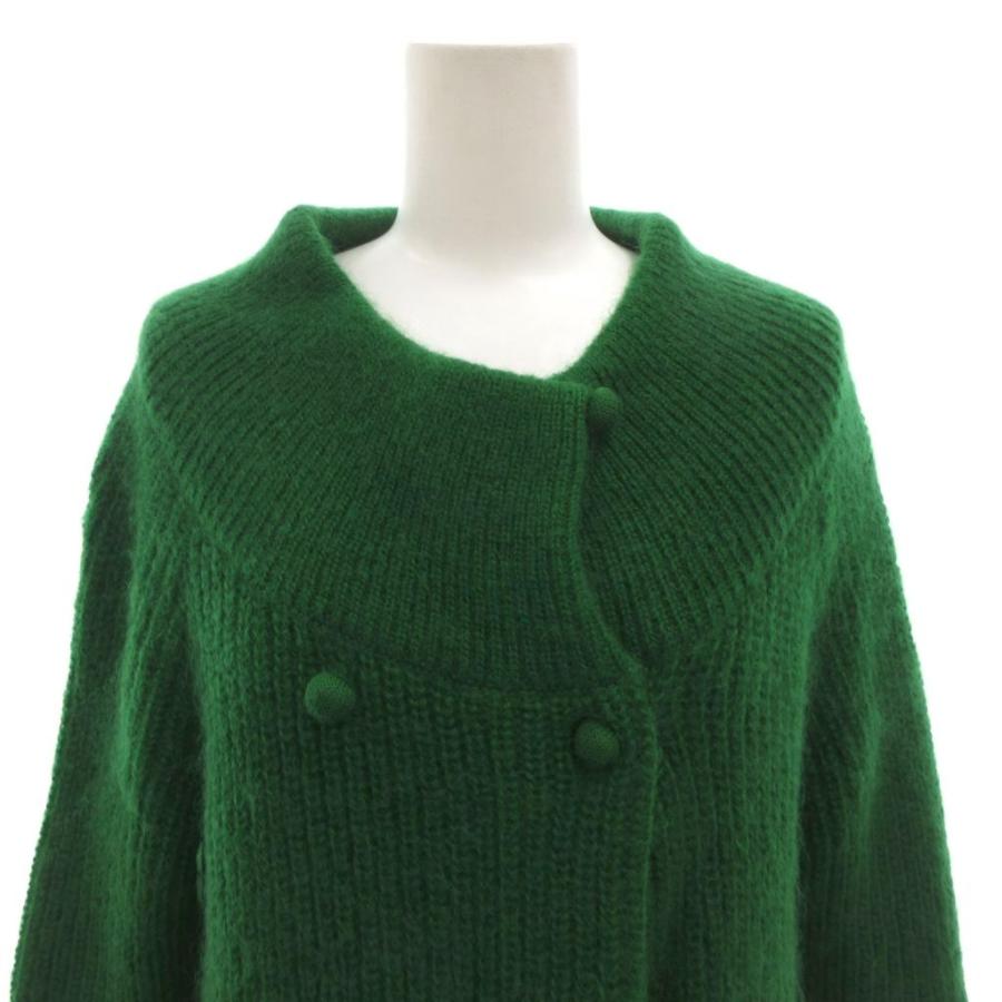 シビラ SYBILLA ニットコート ダブルブレスト モヘヤ ひざ丈 M 緑