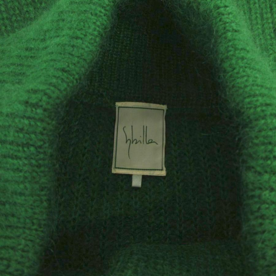 シビラ SYBILLA ニットコート ダブルブレスト モヘヤ ひざ丈 M 緑