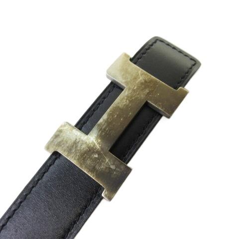 HERMES エルメス コンスタンス シルバー金具 ベルト ブラック ブラウン HERMES（エルメス） コンスタンス ベルト レザー シルバーカラー