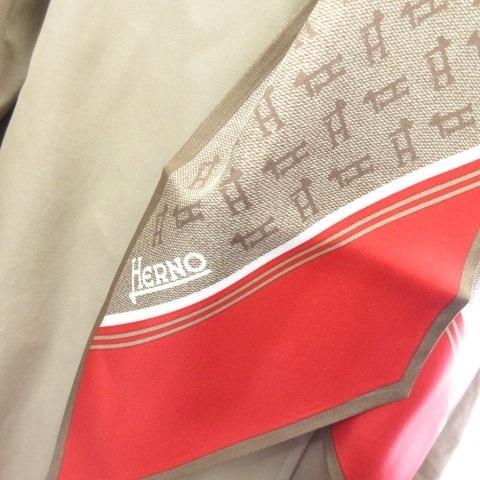 極美品　ヘルノカシミヤ混ステンカラーコート　裏地総柄シルク100 スカーフ柄 ヘルノ HERNO 美品 Delon scarf jacket シルクスカーフ付き コート