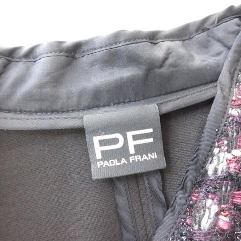 パオラフラーニ PAOLA FRANI ノーカラージャケット ツイード 切替 