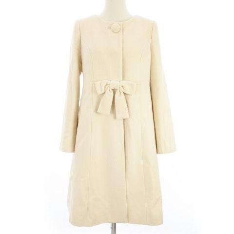 中古 デビュー ド フィオレ Debut De Fiore コート ロング ノーカラー アンゴラ ウール リボン アイボリー 白系 36 アウター レディース ベクトル 古着 002 ブランド古着販売のベクトル 通販 Yahoo ショッピング