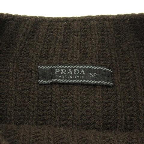 中古 プラダ Prada ニット セーター 長袖 ウール カシミヤ 茶 ダークブラウン 52 Smv メンズ ベクトル 古着 セットアップ
