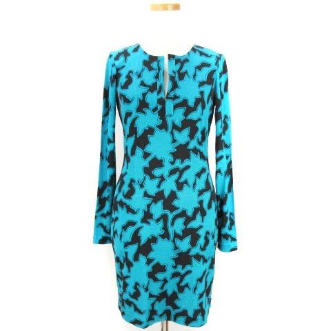 中古 ダイアンフォンファステンバーグ Diane Von Furstenberg ワンピース シルク ミニ キーネック 長袖 ブルーグリーン 黒 0 レディース ベクトル 古着 002 ブランド古着販売のベクトル 通販 Yahoo ショッピング