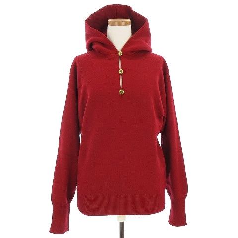 入園入学祝い ニット Vintage 赤 パーカー Chanel ピュアカシミヤ100 Sm シャネル リブ編み パーカー 古着 パーカー 002 ブランド古着販売のベクトル ココマーク レディースファッション 中古 金ボタン ベクトル プルオーバー レッド 長袖 長袖