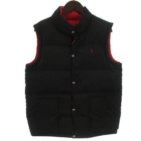 最も優遇 Polo Ralph Lauren ダウンベスト リバーシブル スタンドカラー 中綿 ロゴ 刺繍 Xl 黒 ブラック系 赤 レッド系 メンズ ベクトル 古着 本店は Atempletonphoto Com