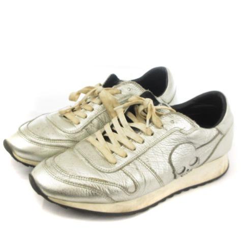 中古 ハイドロゲン Hydrogen スニーカー シューズ ローカット スカル ドクロ レースアップ レザー シルバー 42 靴 メンズ ベクトル 古着 002 ブランド古着販売のベクトル 通販 Yahoo ショッピング