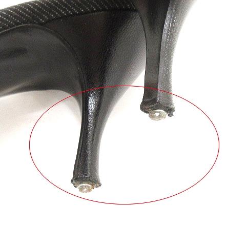 グッチ GUCCI サンダル ミュール ピンヒール プレートロゴ デニム 黒