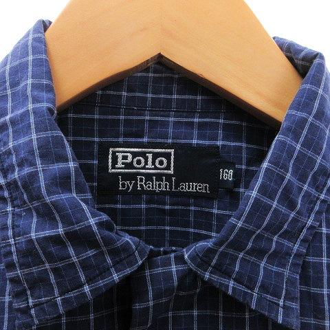 ポロ バイ ラルフローレン Polo by Ralph Lauren シャツ 半袖 レギュラーカラー チェック コットン 紺 ネイビー 160 男の子 キッズ｜vectorpremium｜04