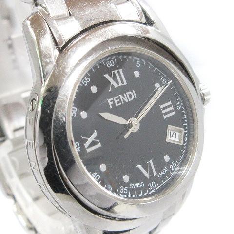 フェンディ FENDI 腕時計 アナログ デイト クォーツ 回転式 3針 2200L 文字盤ブラック シルバーカラー ウォッチ ■SM1 レディース｜vectorpremium｜02