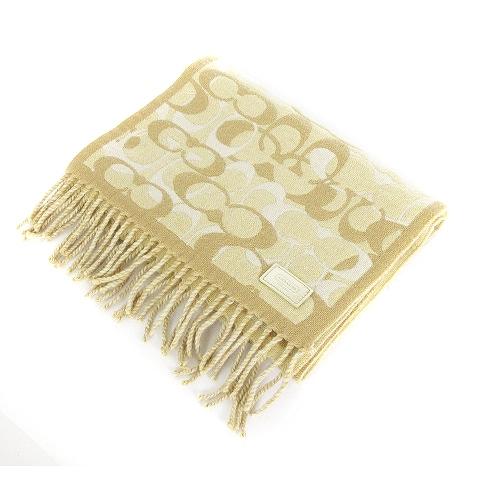 コーチ COACH シグネチャー マフラー フリンジ カシミヤ混 ウール  