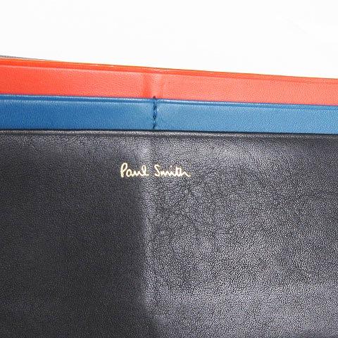 ポールスミス PAUL SMITH 長財布 ウォレット 小銭入れ 札入れ フラップ開閉 レザー レインボーステッチ 黒 ブラック 小物 ■SM1 メンズ｜vectorpremium｜06