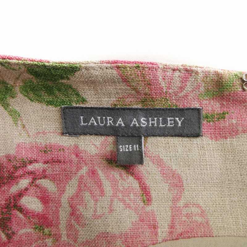 ローラアシュレイ LAURA ASHLEY ワンピース ノースリーブ ひざ丈 リネン 花柄 ベージュ ピンク 11 ■SM1 レディース｜vectorpremium｜04