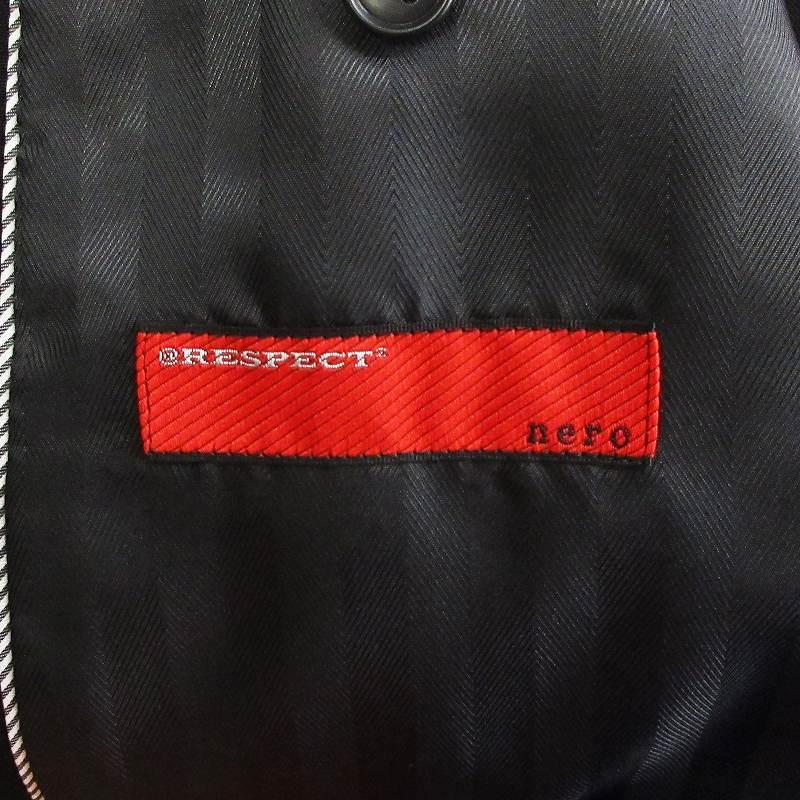 リスペクト ネロ RESPECT NERO テーラードジャケット シングル 3B ウール 背抜き サイドベンツ 無地 黒 ブラック 007 L位 メンズ｜vectorpremium｜06