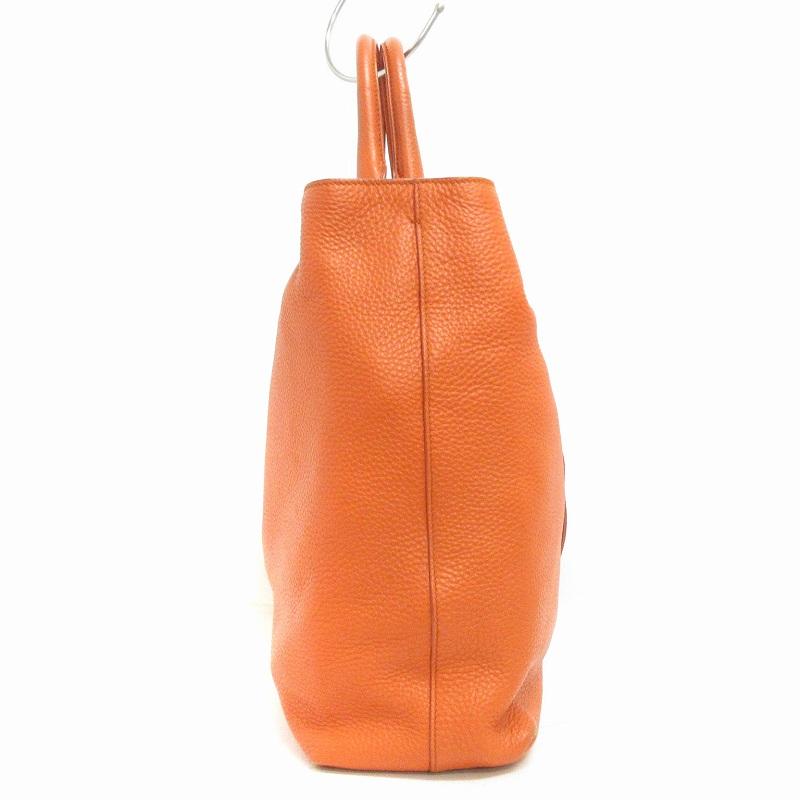 PRADA プラダ 2WAY トートバッグ ショルダー 斜め掛け レザー オレンジ 