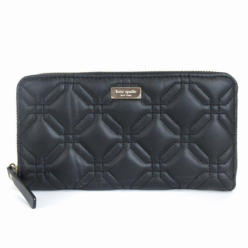 ケイトスペード 美品 長財布 ラウンドファスナー キルティング調 