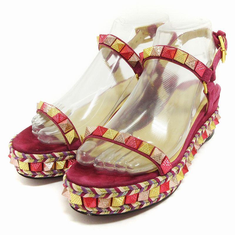 Christian Louboutin スタッズ付きウェッジサンダル36