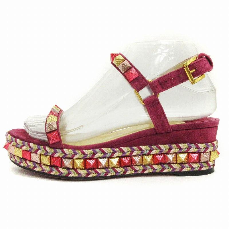 ルブタンカタクロウピンク35 新品スタッズ ウェッジサンダル