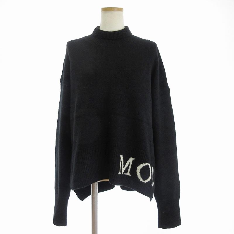 【美品】モンクレール　カシミヤ　ニット　スパンコール　ロゴ　ブラック 美品】モンクレール カシミヤ ニット スパンコール ロゴ ブラック