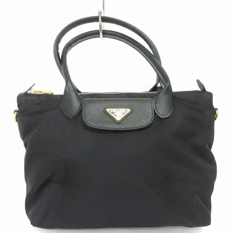 プラダ　PRADA トートバッグ　黒　三角ロゴ PRADA プラダ 三角ロゴ プレート ナイロン テスート トート