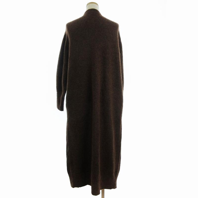 美品 モヘヤブレンドロングニットガウン ロングカーディガン 長袖 