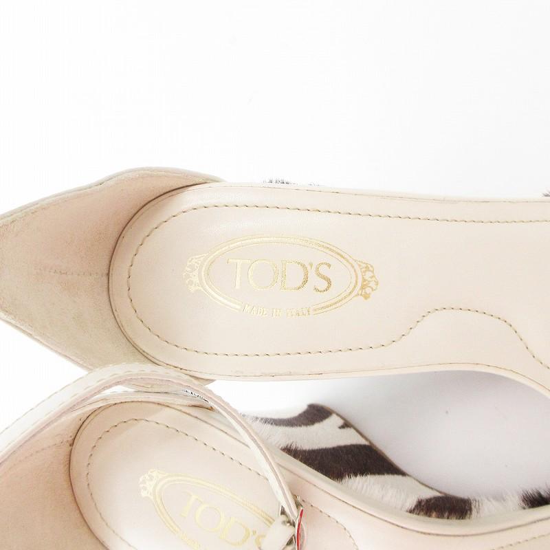 トッズ TOD'S ストラップサンダル ウェッジソール ゼブラ柄ヒール 36