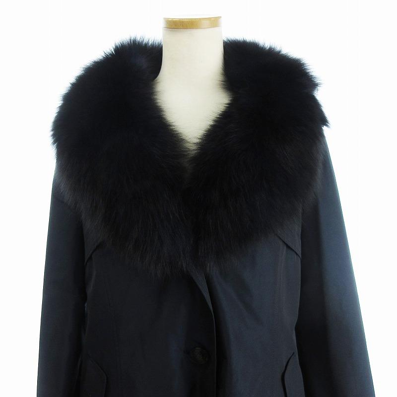 カオリーヌ KAORYINU コート ロング フォックスファー 中綿 紺