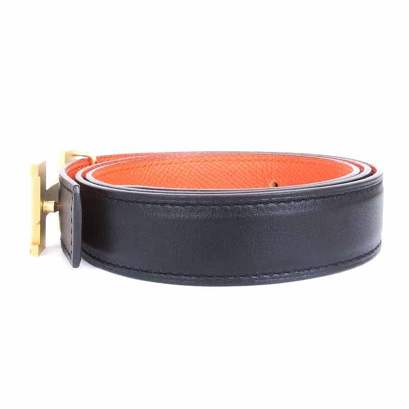 【美品】 HERMES コンスタンス ベルト グレインレザー ブラック HERMES エルメス コンスタンス ベルト ブラックレザー75