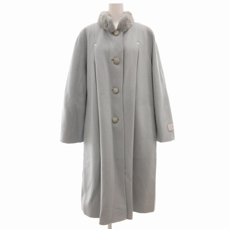 【中古】キャノンクリエーション CANNON CREATION ヴィンテージ ロングコート カシミヤ100％ ミンクファー 9AR 水色 キャノンクリエーション CANNON CREATION ヴィンテージ ロングコート