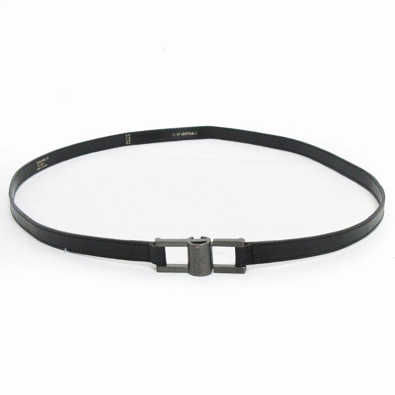 CHANEL シャネル ベルト レザー 黒 ブラック 30 32 小物 ☆AA